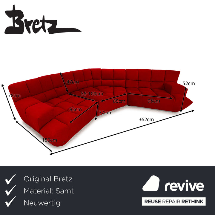 Bretz Cloud 7 Fabric Sofa Red Couch Corner Sofa New Cover
