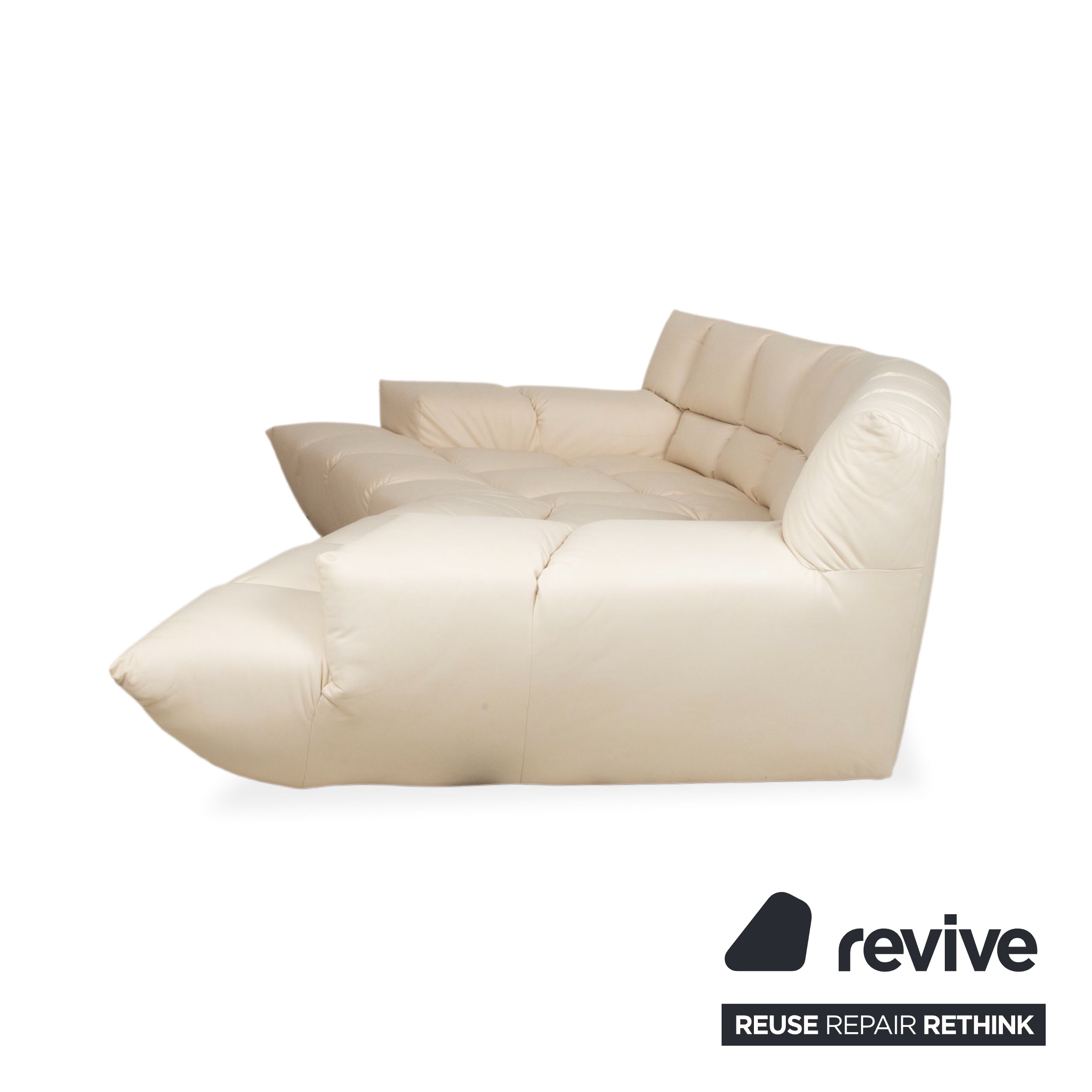 Bretz Cloud 7 veganes Leder Beige Creme Weiß Dreisitzer Ecksofa Sofa Couch