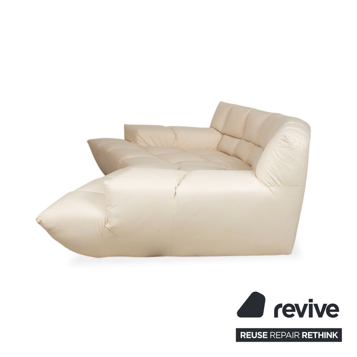 Bretz Cloud 7 canapé d'angle trois places en cuir végétalien beige crème blanc