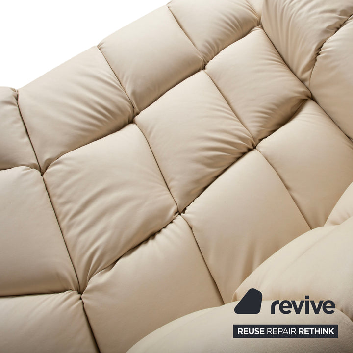 Bretz Cloud 7 canapé d'angle trois places en cuir végétalien beige crème blanc