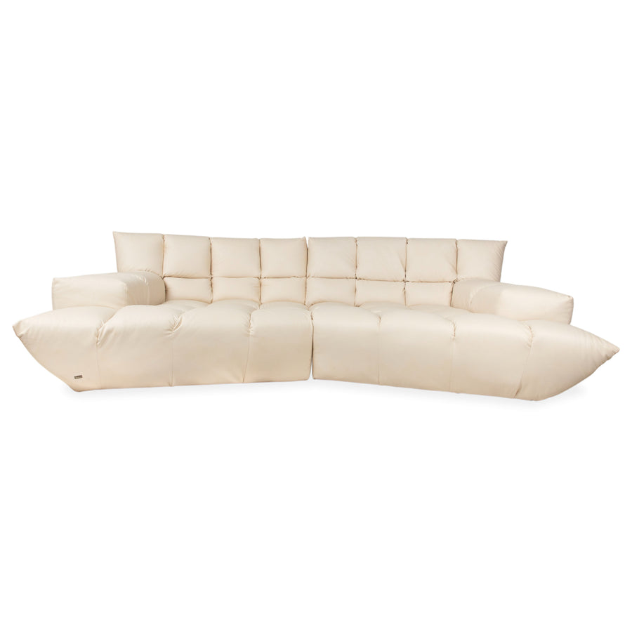 Bretz Cloud 7 canapé d'angle trois places en cuir végétalien beige crème blanc