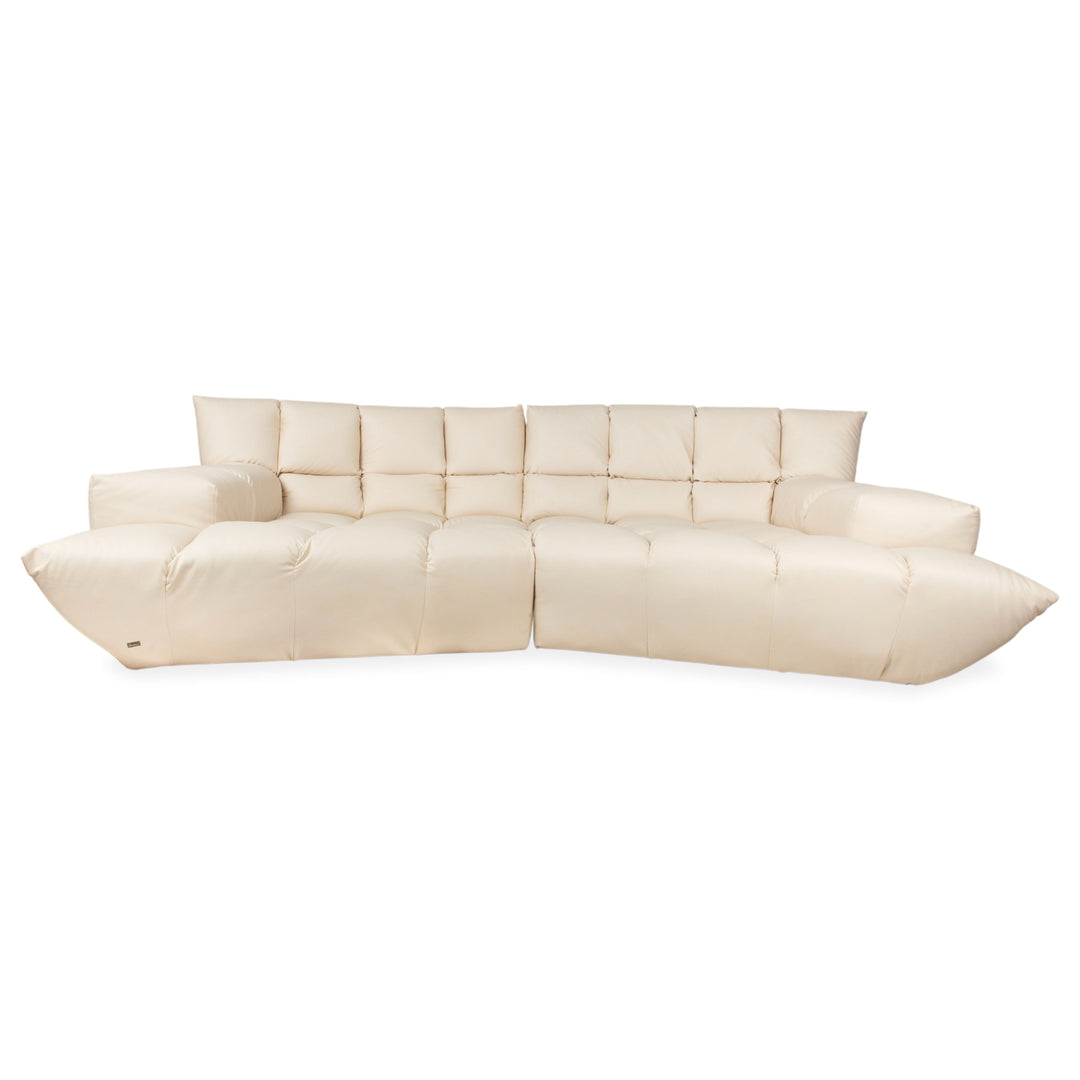 Bretz Cloud 7 canapé d'angle trois places en cuir végétalien beige crème blanc