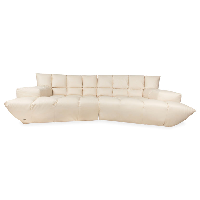 Bretz Cloud 7 veganes Leder Beige Creme Weiß Dreisitzer Ecksofa Sofa Couch
