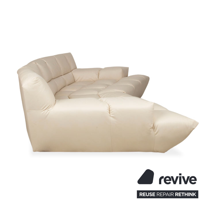 Bretz Cloud 7 canapé d'angle trois places en cuir végétalien beige crème blanc