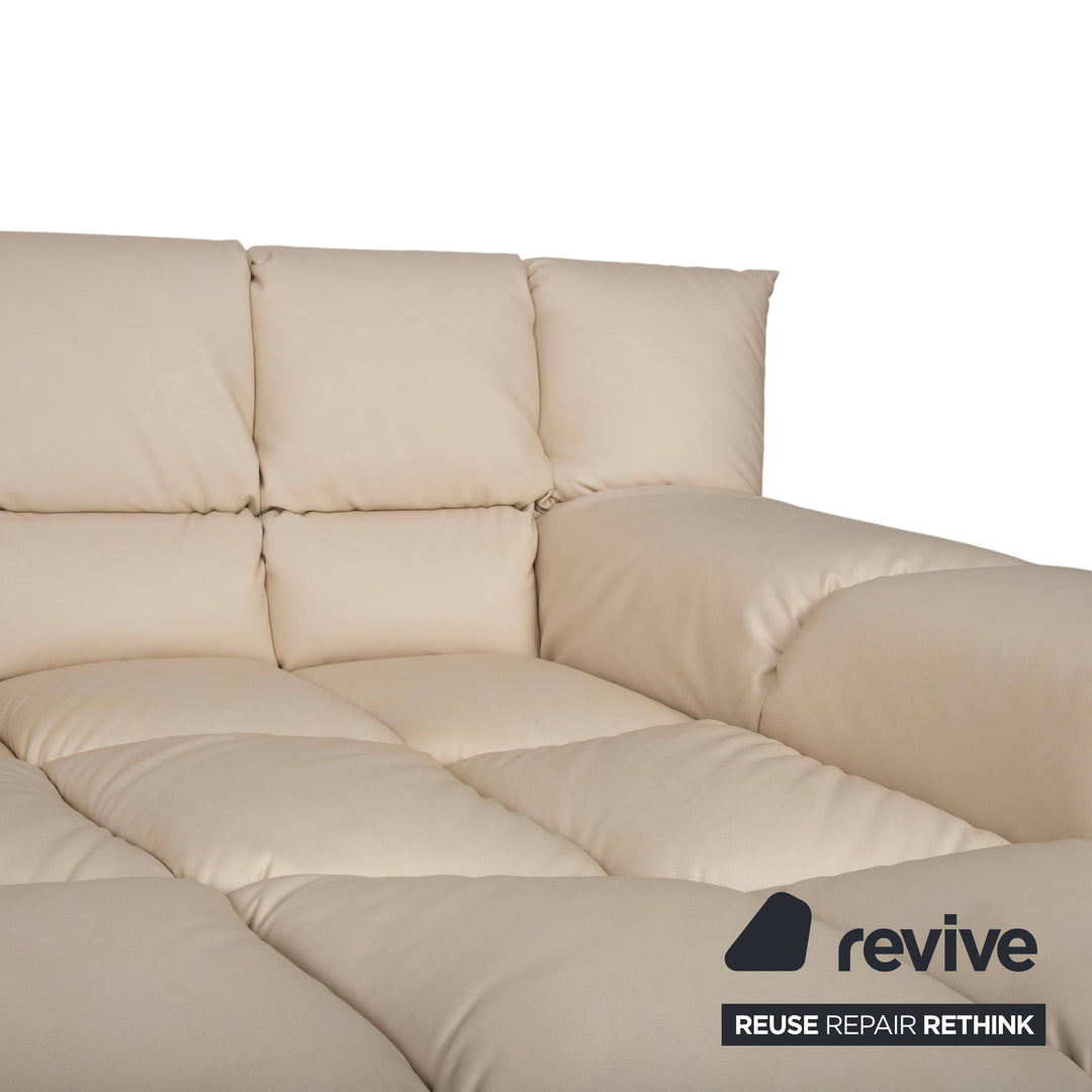 Bretz Cloud 7 canapé d'angle trois places en cuir végétalien beige crème blanc