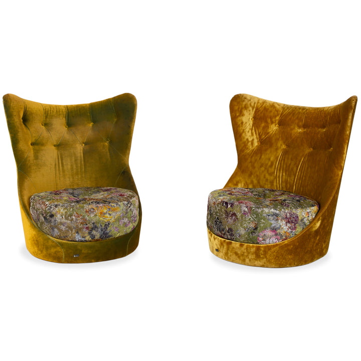 Bretz Cocoa Island Stoff 2x Sessel Gelb Gold Grün Drehbar