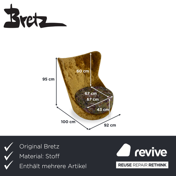 Bretz Cocoa Island Stoff 2x Sessel Gelb Gold Grün Drehbar