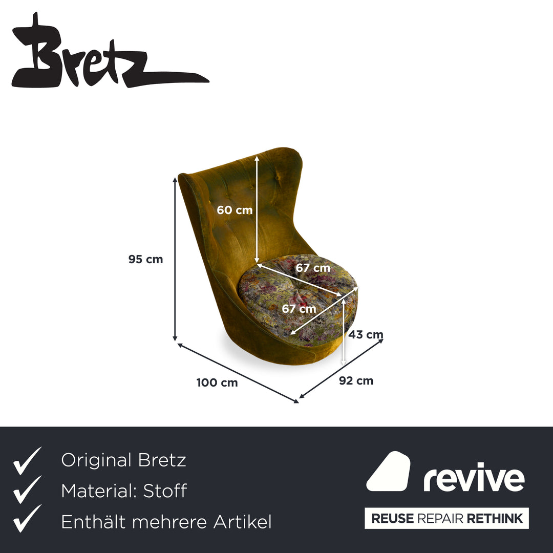 Bretz Cocoa Island Stoff 2x Sessel Gelb Gold Grün Drehbar