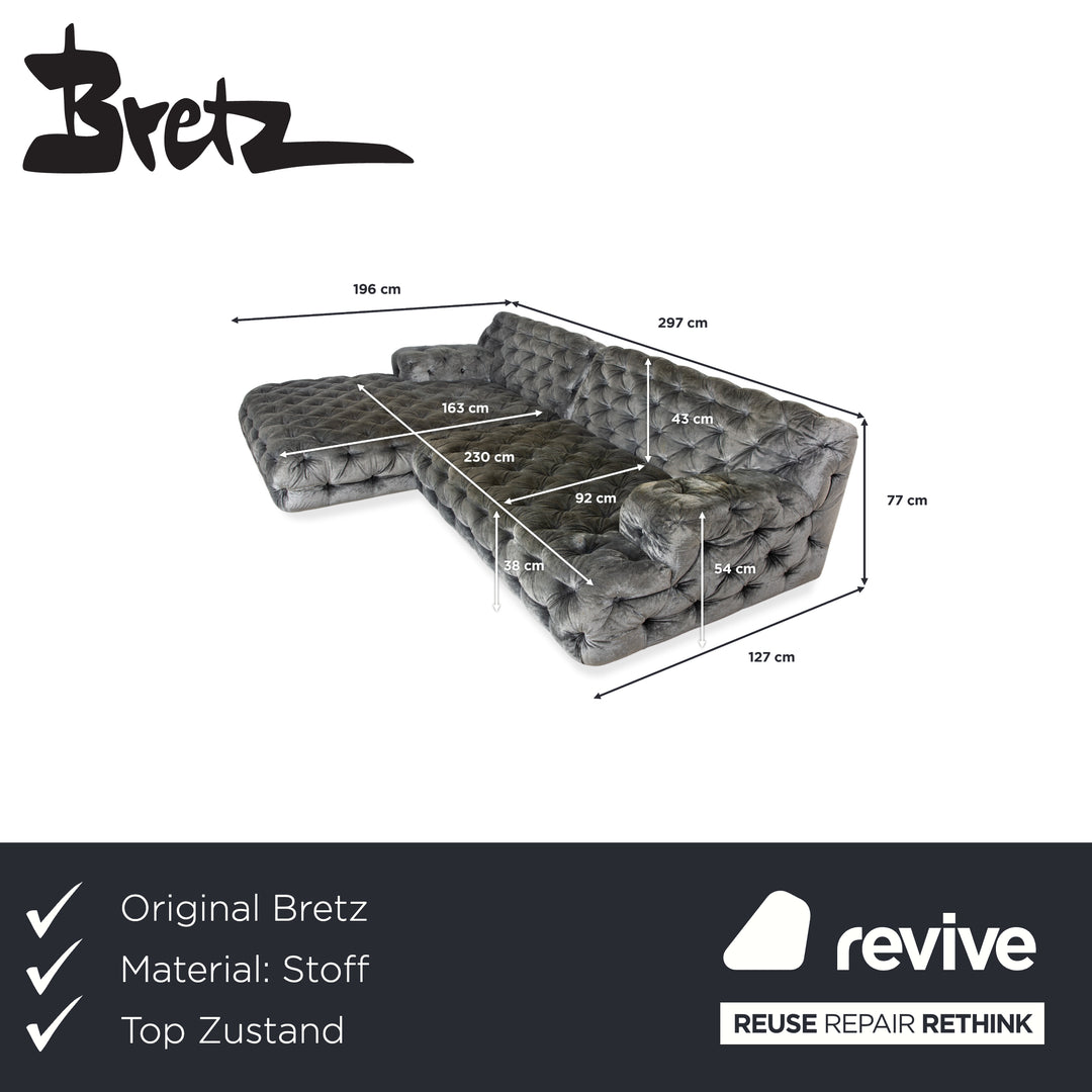 Bretz Cocoa Island Stoff Ecksofa Grau Sofa Couch Relaxsofa