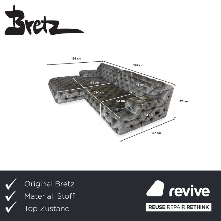 Bretz Cocoa Island Stoff Ecksofa Grau Sofa Couch Relaxsofa
