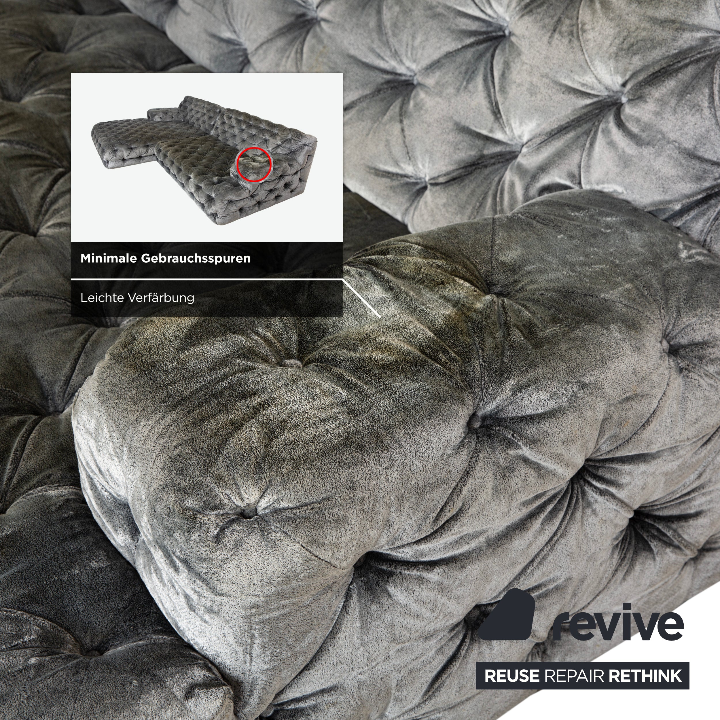 Canapé d'angle en tissu Bretz Cocoa Island, canapé gris, canapé inclinable