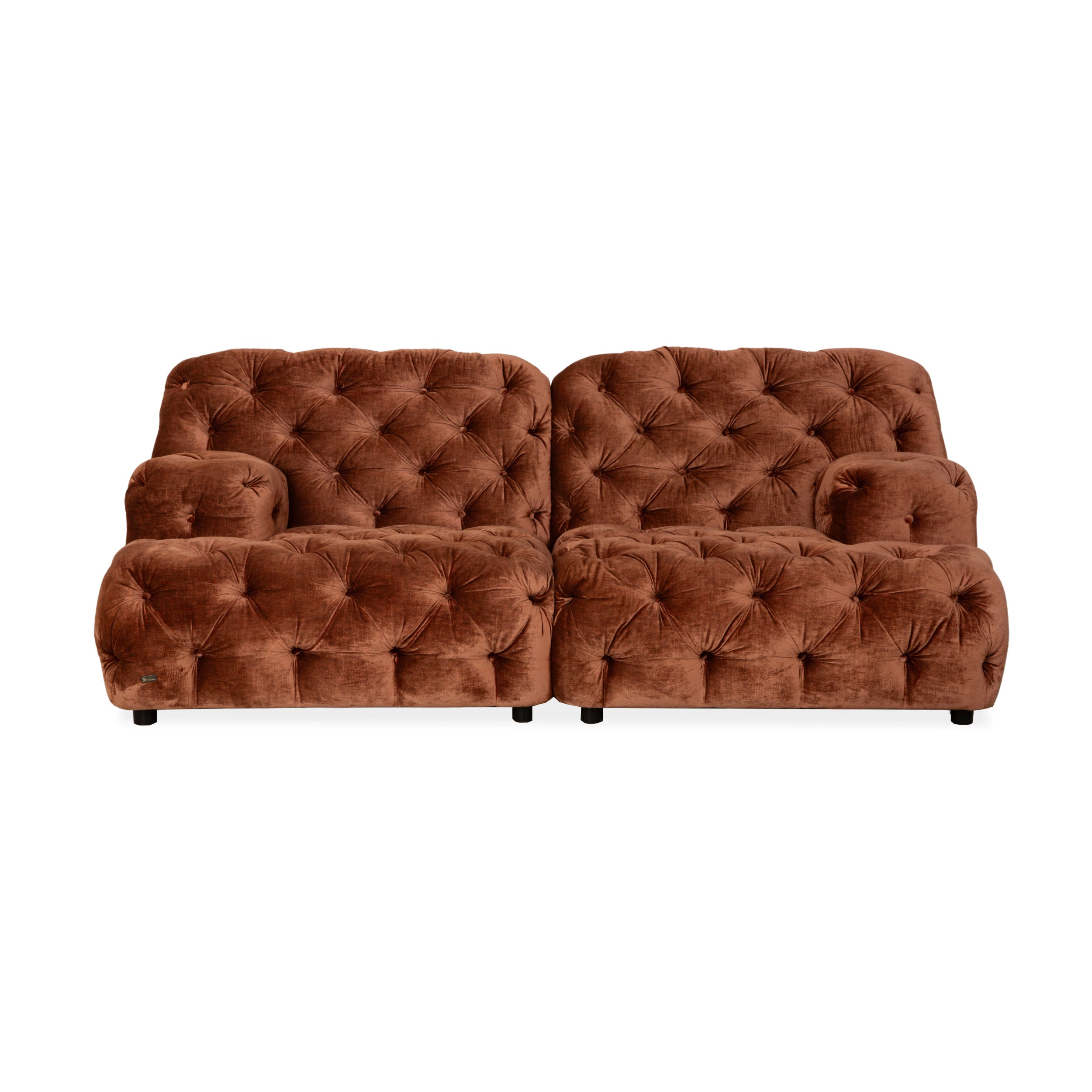 Bretz Cocoa Island Stoff Samt Knopfheftung Zweisitzer Braun Bronze Sofa Couch