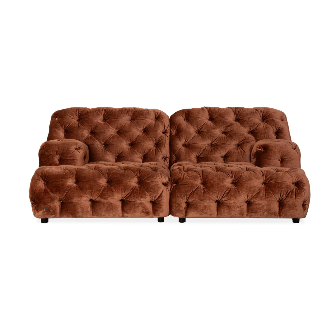 Bretz Cocoa Island Stoff Samt Knopfheftung Zweisitzer Braun Bronze Sofa Couch