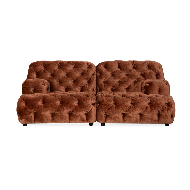 Bretz Cocoa Island Stoff Samt Knopfheftung Zweisitzer Braun Bronze Sofa Couch