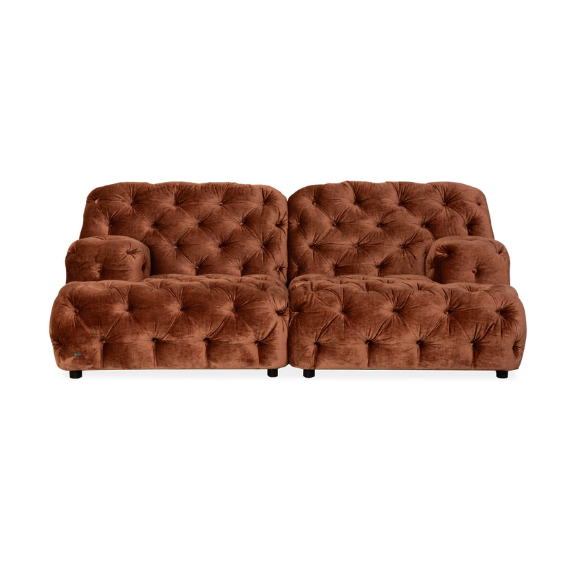 Bretz Cocoa Island Stoff Samt Knopfheftung Zweisitzer Braun Bronze Sofa Couch