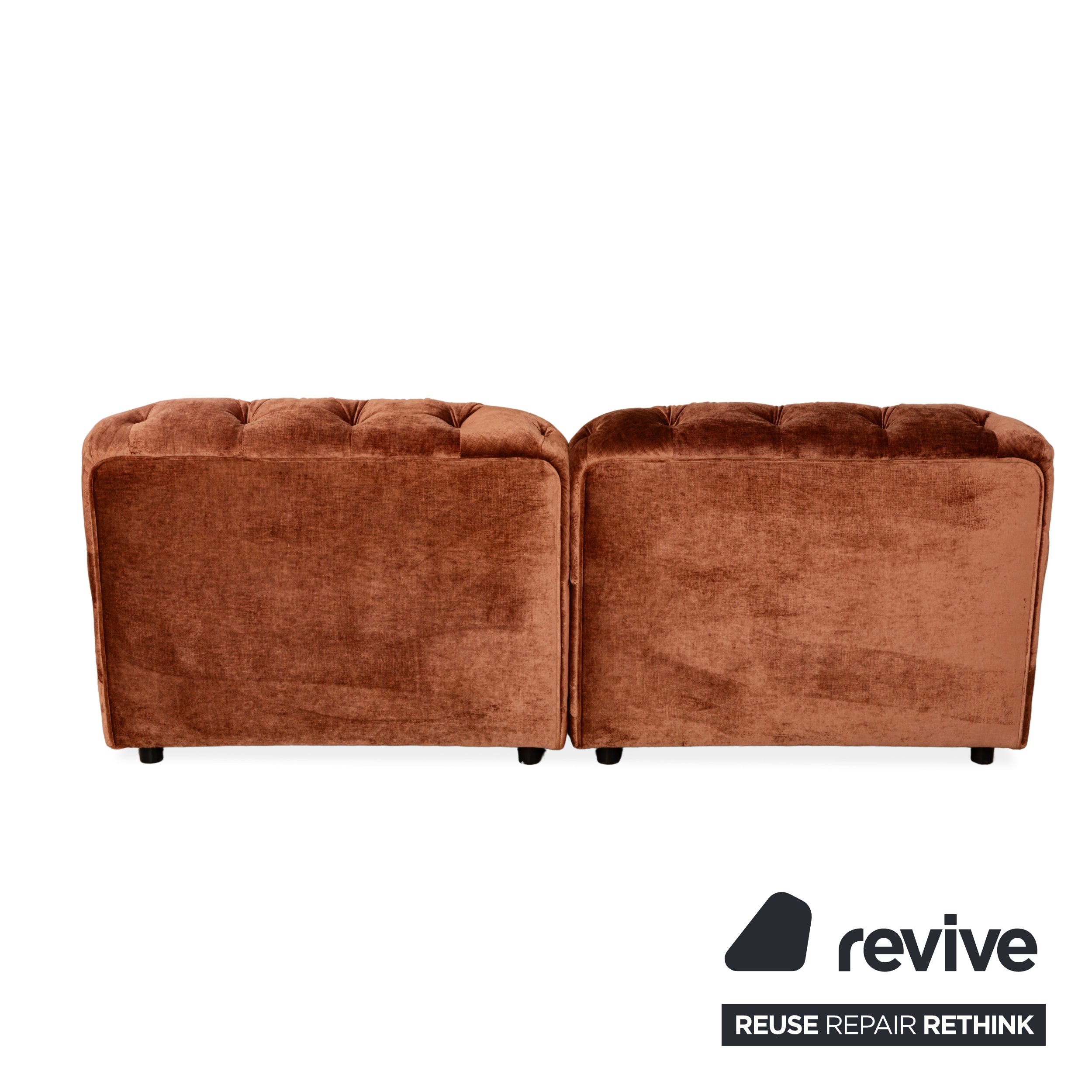 Bretz Cocoa Island Stoff Samt Knopfheftung Zweisitzer Braun Bronze Sofa Couch