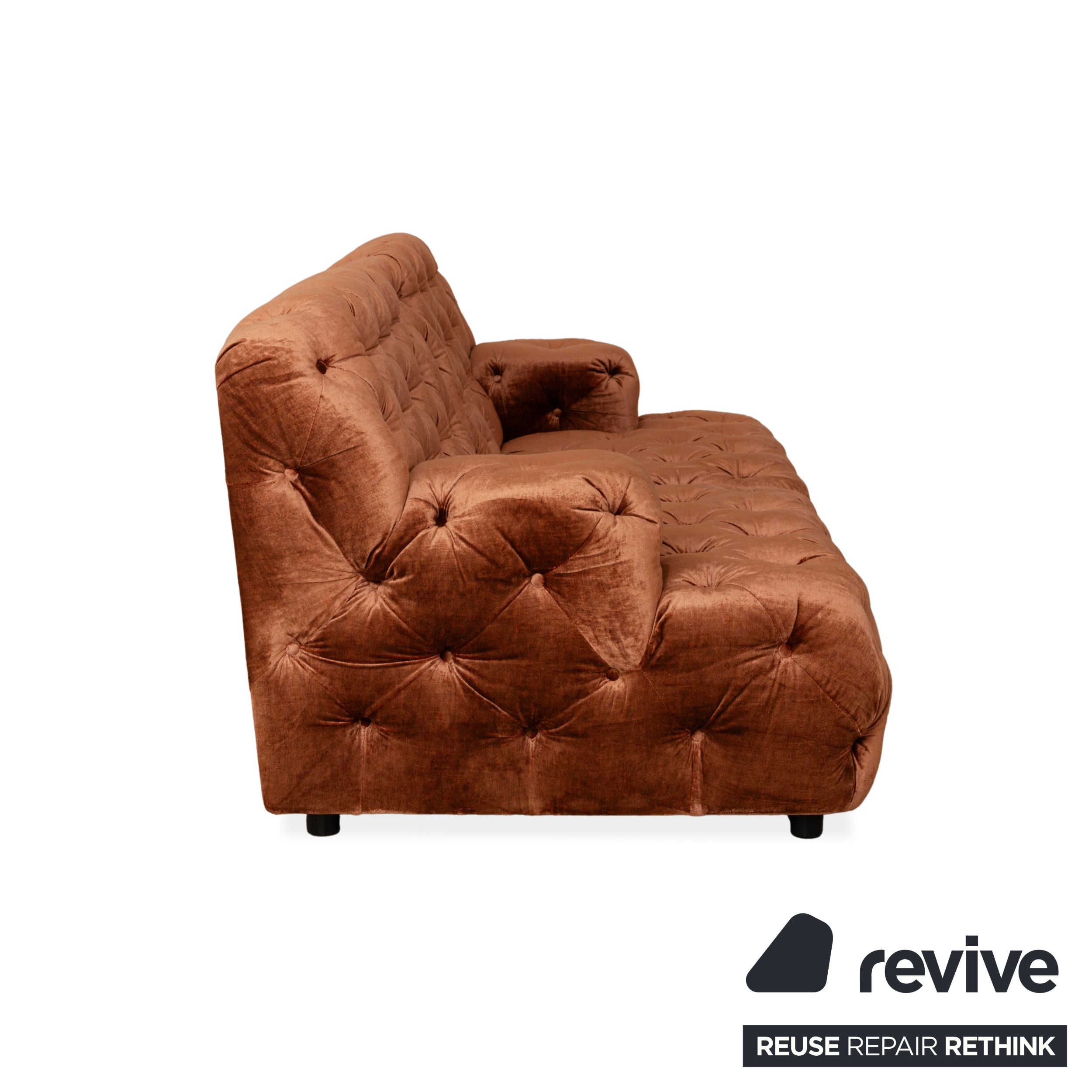 Bretz Cocoa Island Stoff Samt Knopfheftung Zweisitzer Braun Bronze Sofa Couch