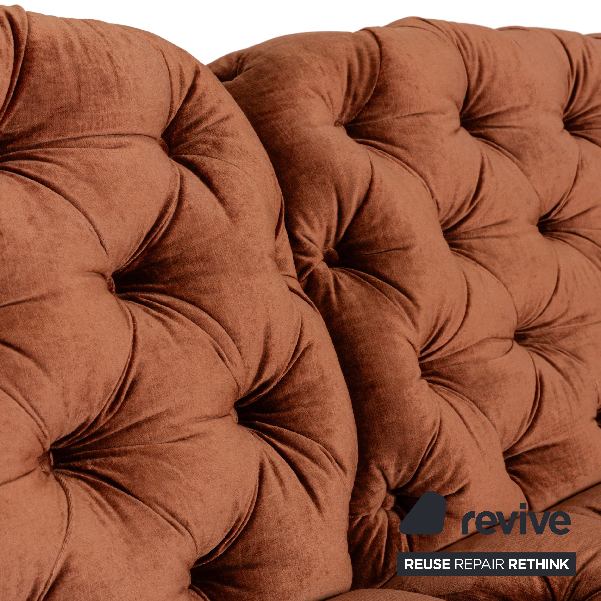 Bretz Cocoa Island Stoff Samt Knopfheftung Zweisitzer Braun Bronze Sofa Couch