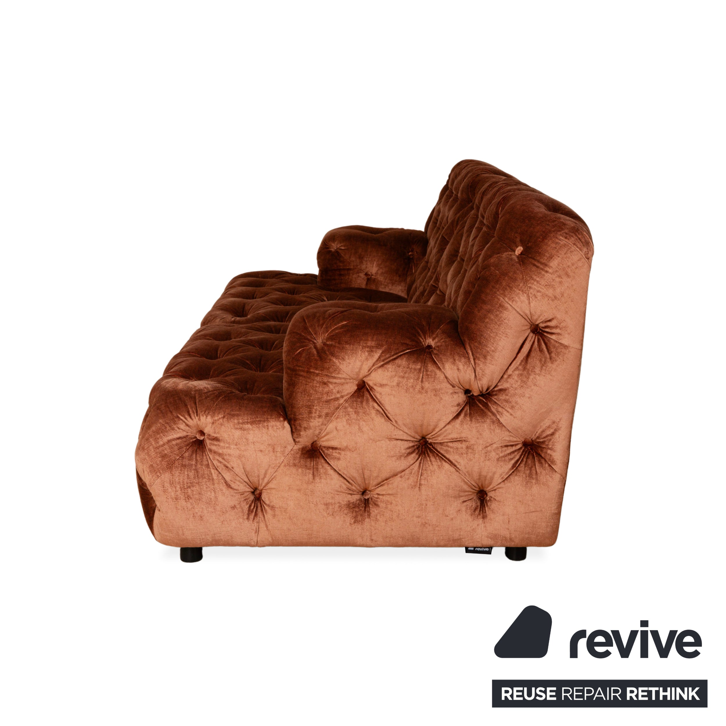 Bretz Cocoa Island Stoff Samt Knopfheftung Zweisitzer Braun Bronze Sofa Couch