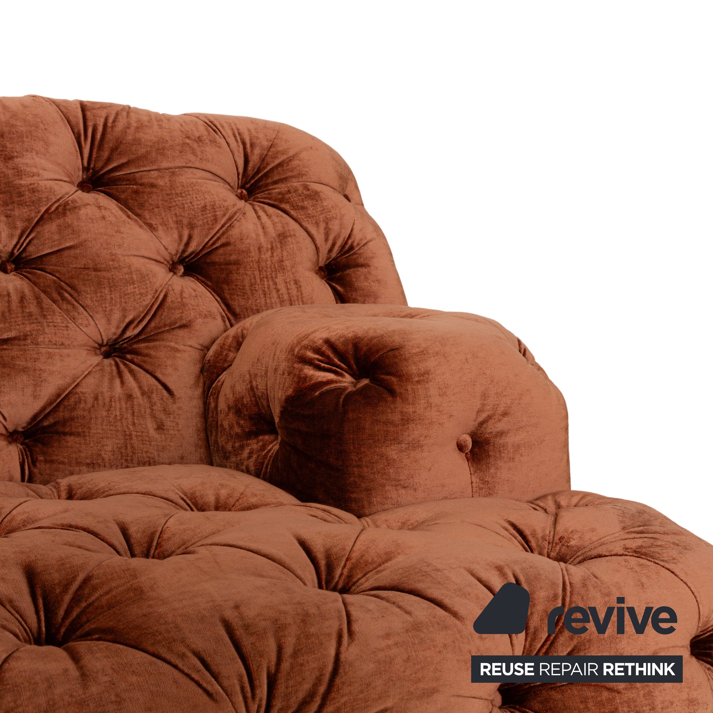 Bretz Cocoa Island Stoff Samt Knopfheftung Zweisitzer Braun Bronze Sofa Couch