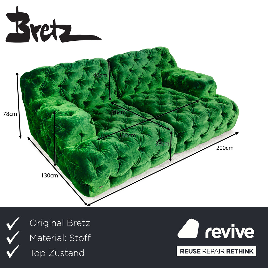Bretz Cocoa Island Stoff Zweisitzer Grün Samt	Sofa Couch