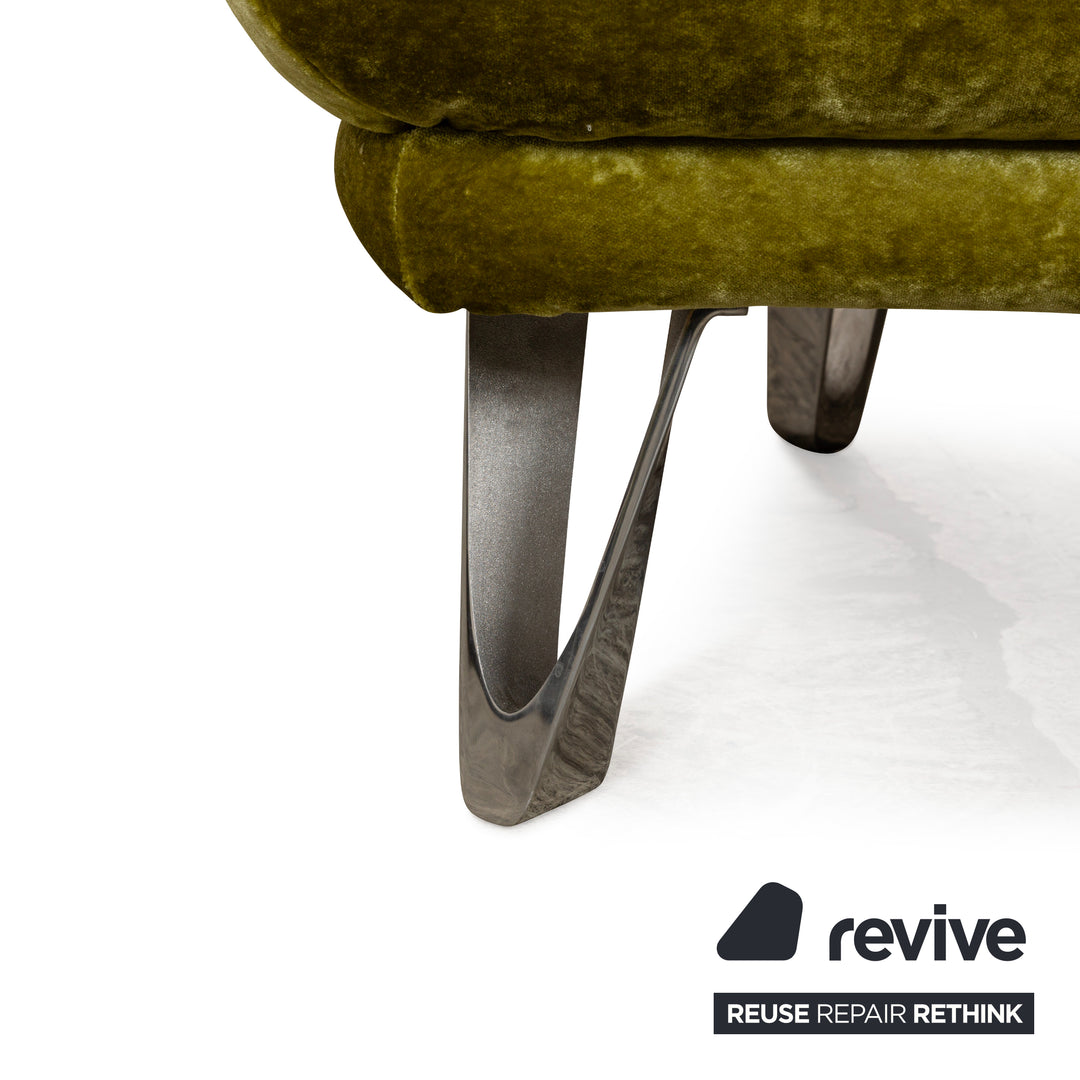 Bretz Croissant bankstel stof driezitsbank fauteuil groen fluweel bank bankstel