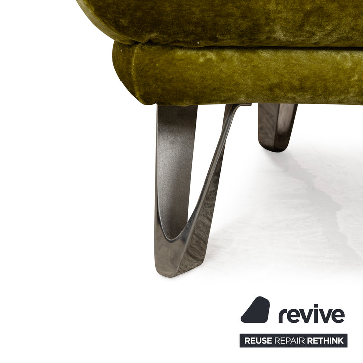 Bretz Croissant bankstel stof driezitsbank fauteuil groen fluweel bank bankstel