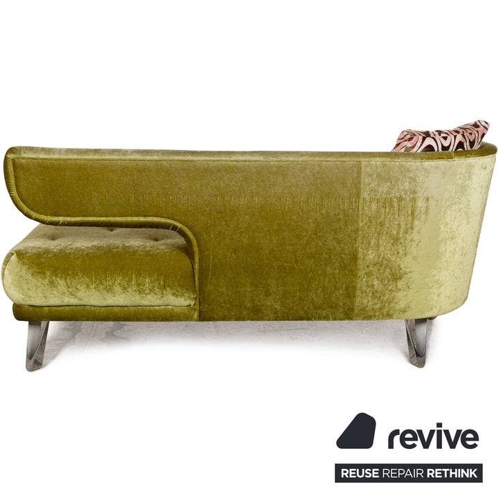 Bretz Croissant Fabric Three-Seater Green Velvet Sofa Couch
