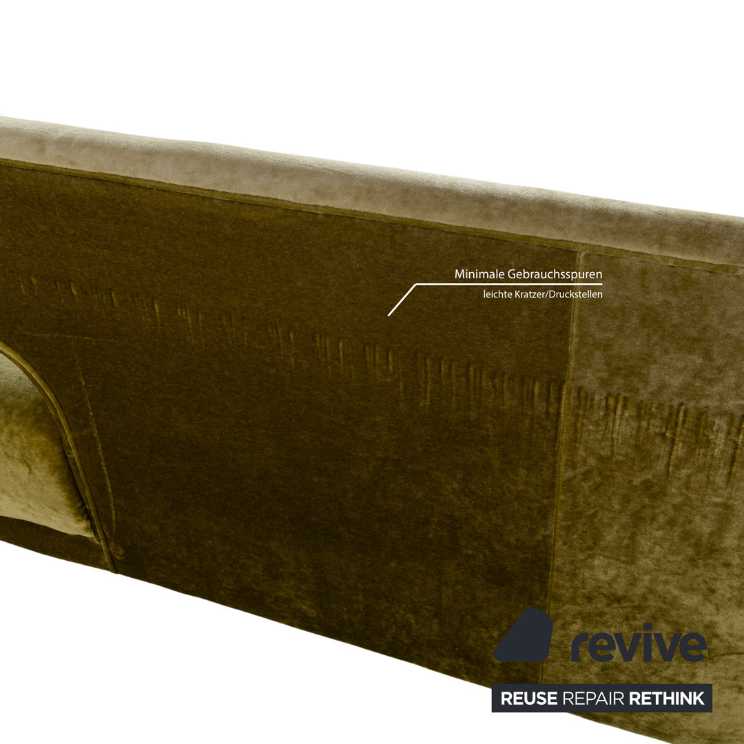 Bretz Croissant Fabric Three-Seater Green Velvet Sofa Couch