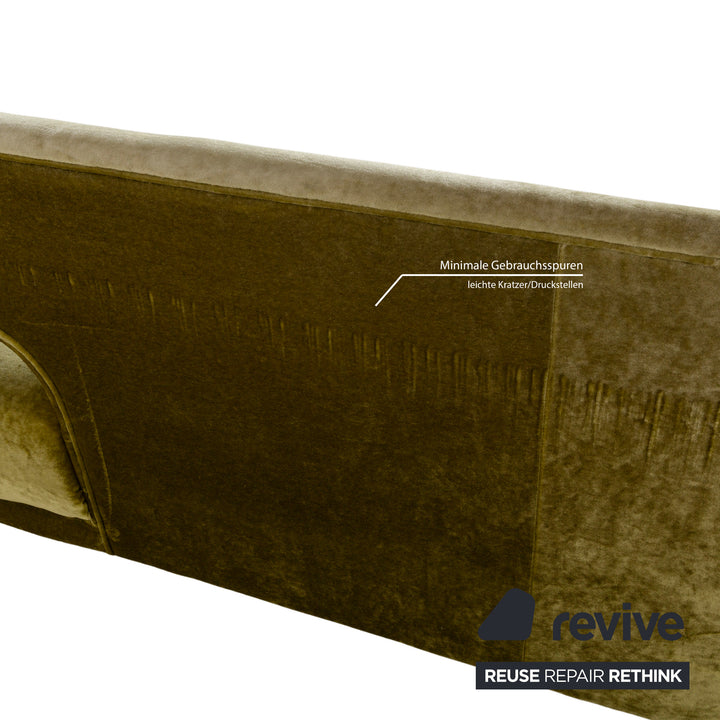 Bretz Croissant Fabric Three-Seater Green Velvet Sofa Couch