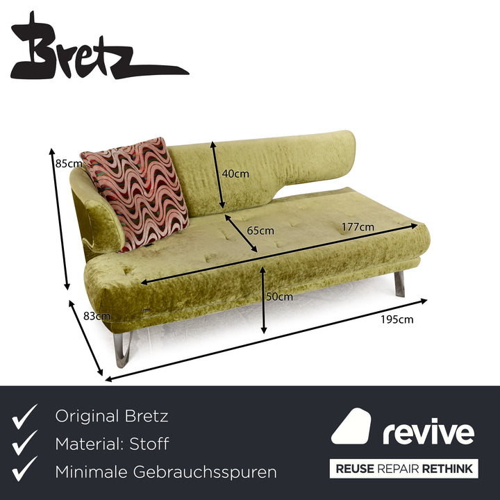 Bretz Croissant Fabric Three-Seater Green Velvet Sofa Couch