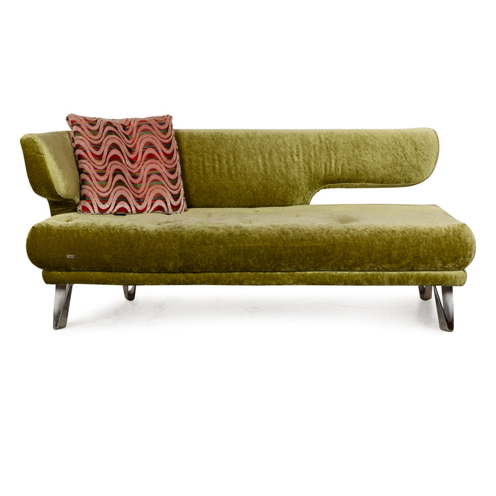 Bretz Croissant Fabric Three-Seater Green Velvet Sofa Couch