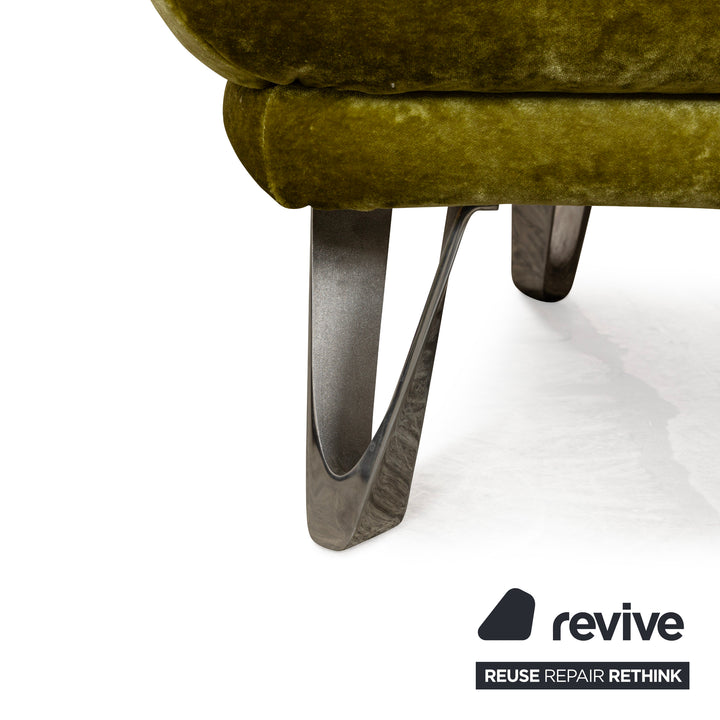 Bretz Croissant Fabric Three-Seater Green Velvet Sofa Couch