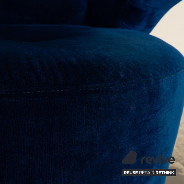Bretz Croissant Fabric Armchair Blue Swivel Function