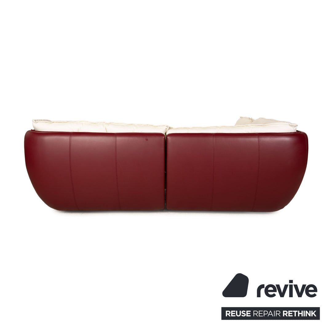 Bretz Cupcake Leder Ecksofa Creme Rot Sofa Couch Recamiere Links Bordeaux Dunkelrot