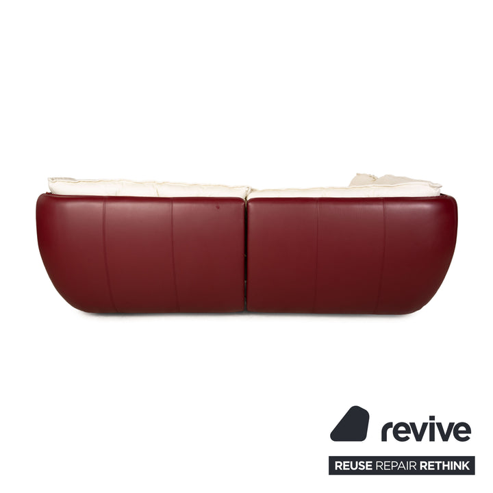 Bretz Cupcake Leder Ecksofa Creme Rot Sofa Couch Recamiere Links Bordeaux Dunkelrot