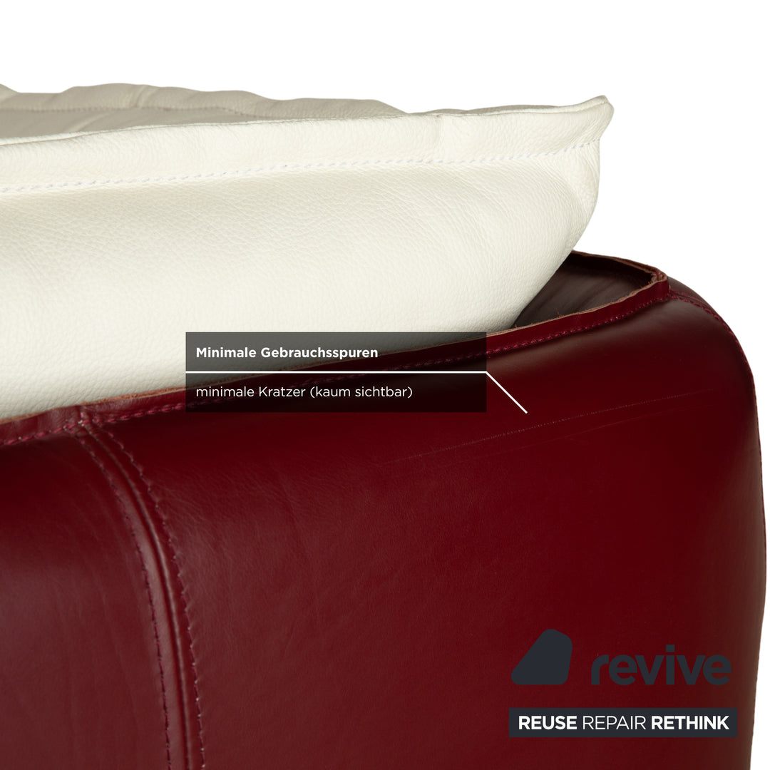 Bretz Cupcake Leder Ecksofa Creme Rot Sofa Couch Recamiere Links Bordeaux Dunkelrot