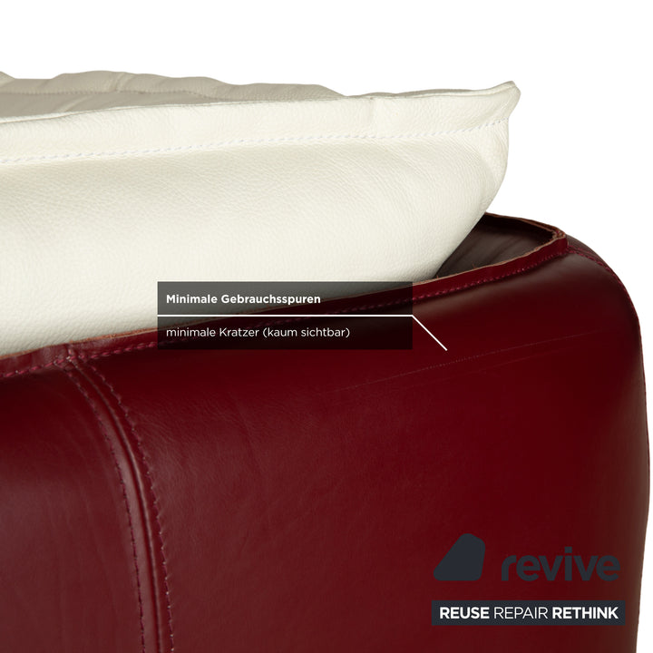 Bretz Cupcake Leder Ecksofa Creme Rot Sofa Couch Recamiere Links Bordeaux Dunkelrot