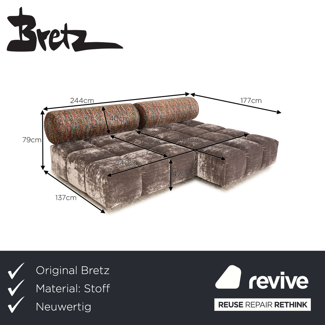 Bretz Ed Fabric Corner Sofa Gray Sofa Couch Display Chaise Lounge Left Right