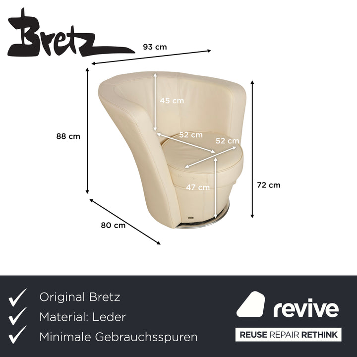 Bretz EVES ISLAND leather armchair cream