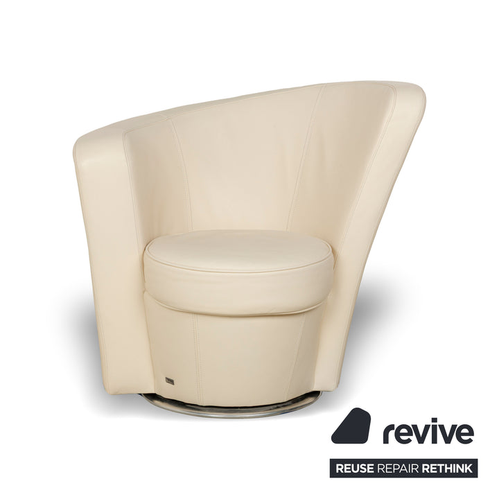 Fauteuil en cuir Bretz EVES ISLAND crème