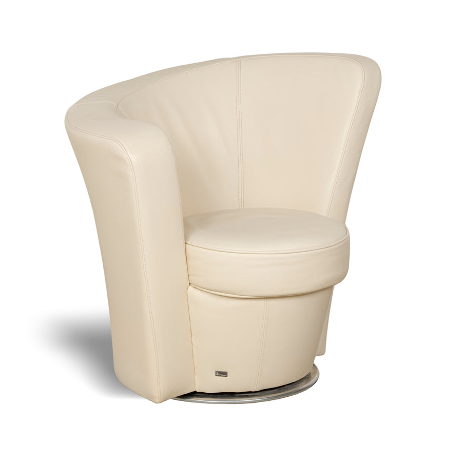 Fauteuil en cuir Bretz EVES ISLAND crème