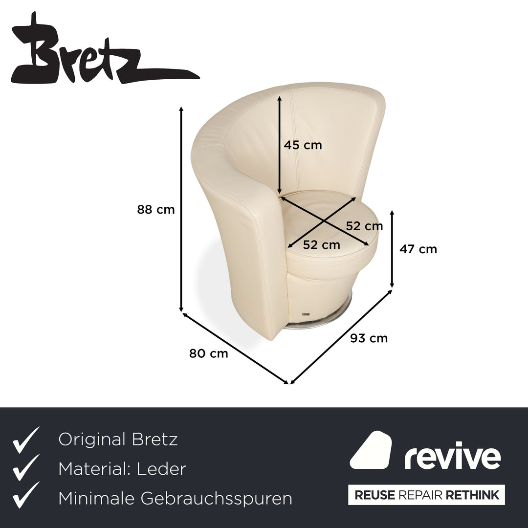 Fauteuil en cuir Bretz EVES ISLAND crème