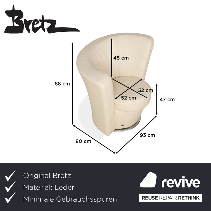 Fauteuil en cuir Bretz EVES ISLAND crème