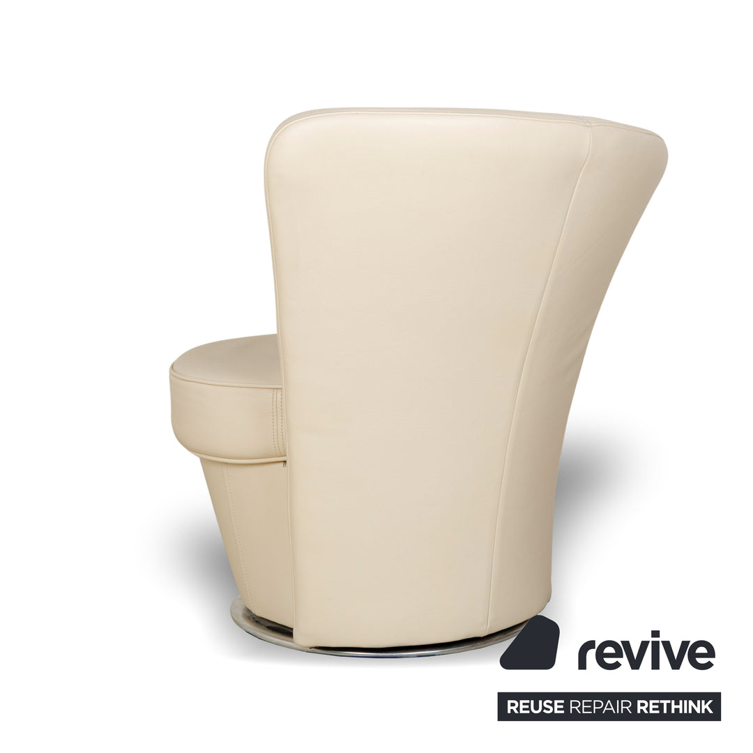 Fauteuil en cuir Bretz EVES ISLAND crème