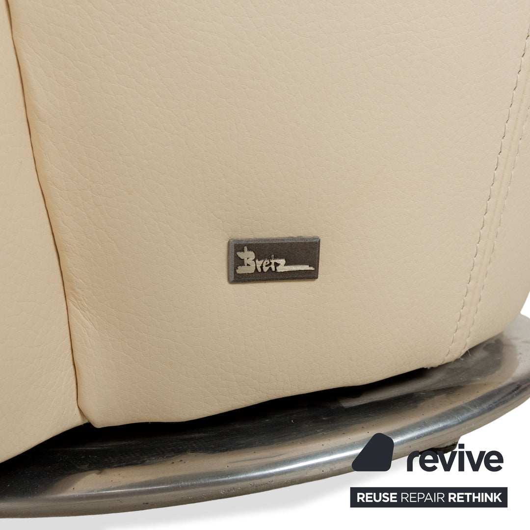 Fauteuil en cuir Bretz EVES ISLAND crème