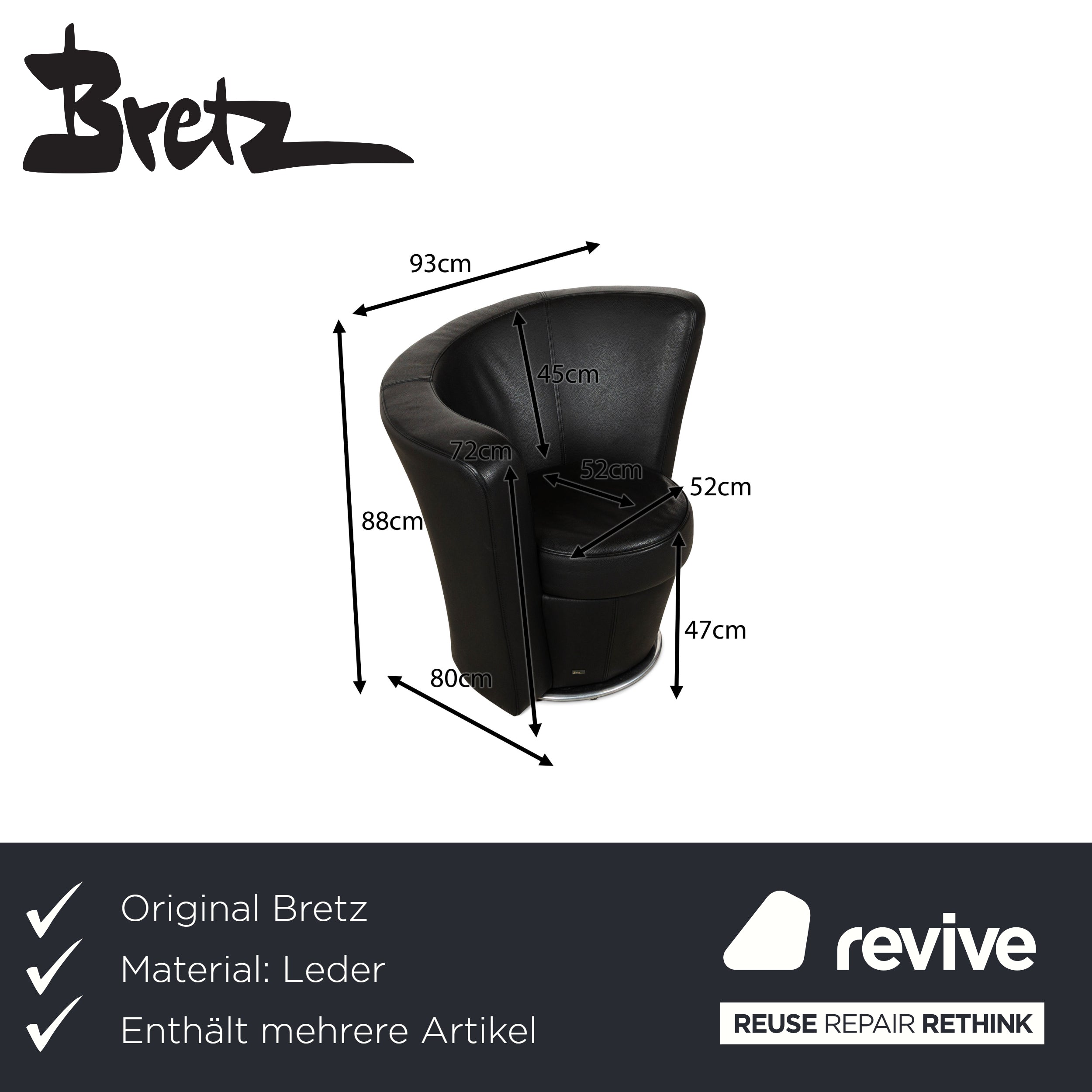 Bretz EVES ISLAND ensemble fauteuil en cuir noir