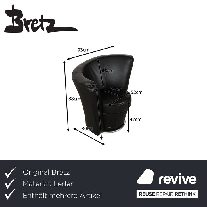 Bretz EVES ISLAND Leather Armchair Set Black
