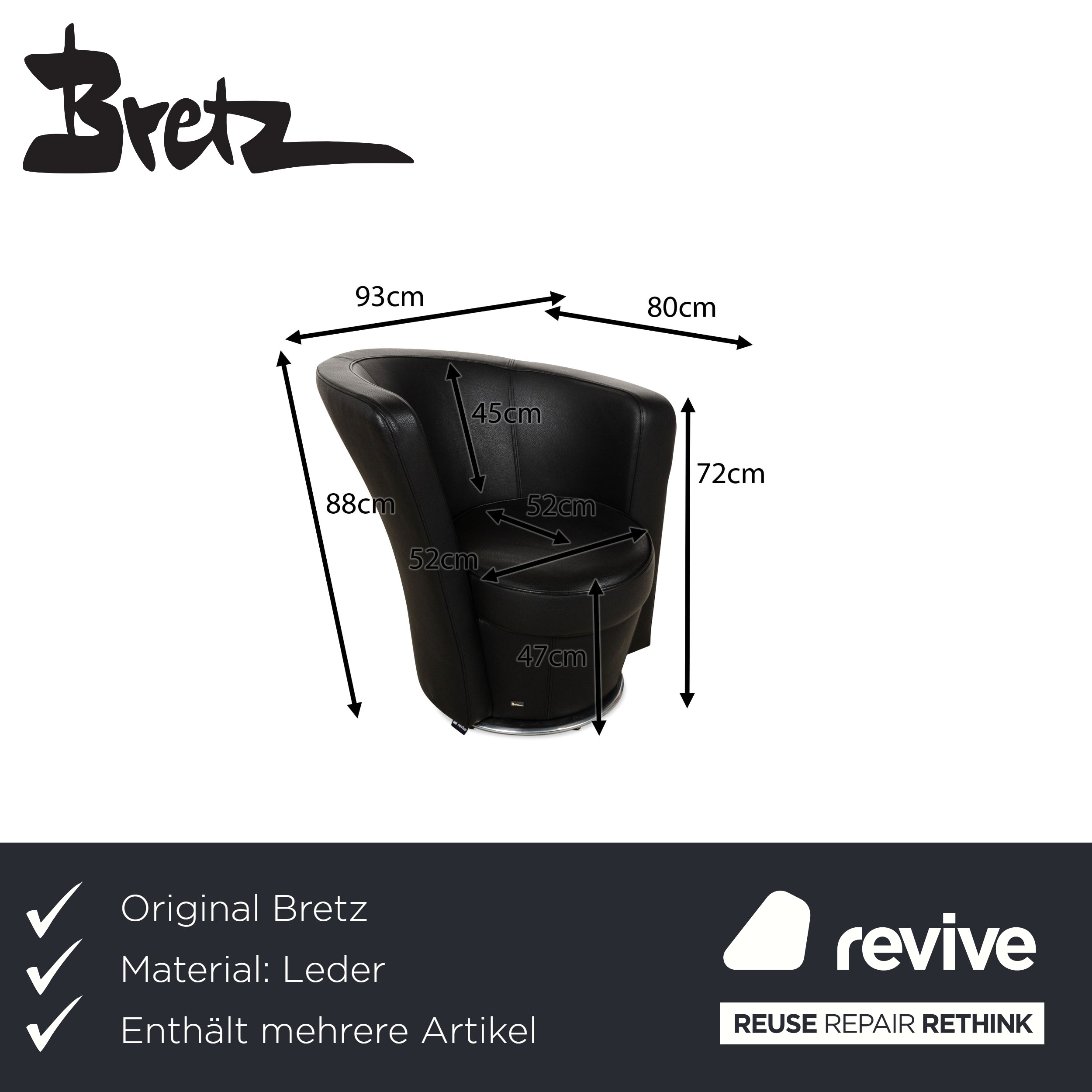 Bretz EVES ISLAND ensemble fauteuil en cuir noir