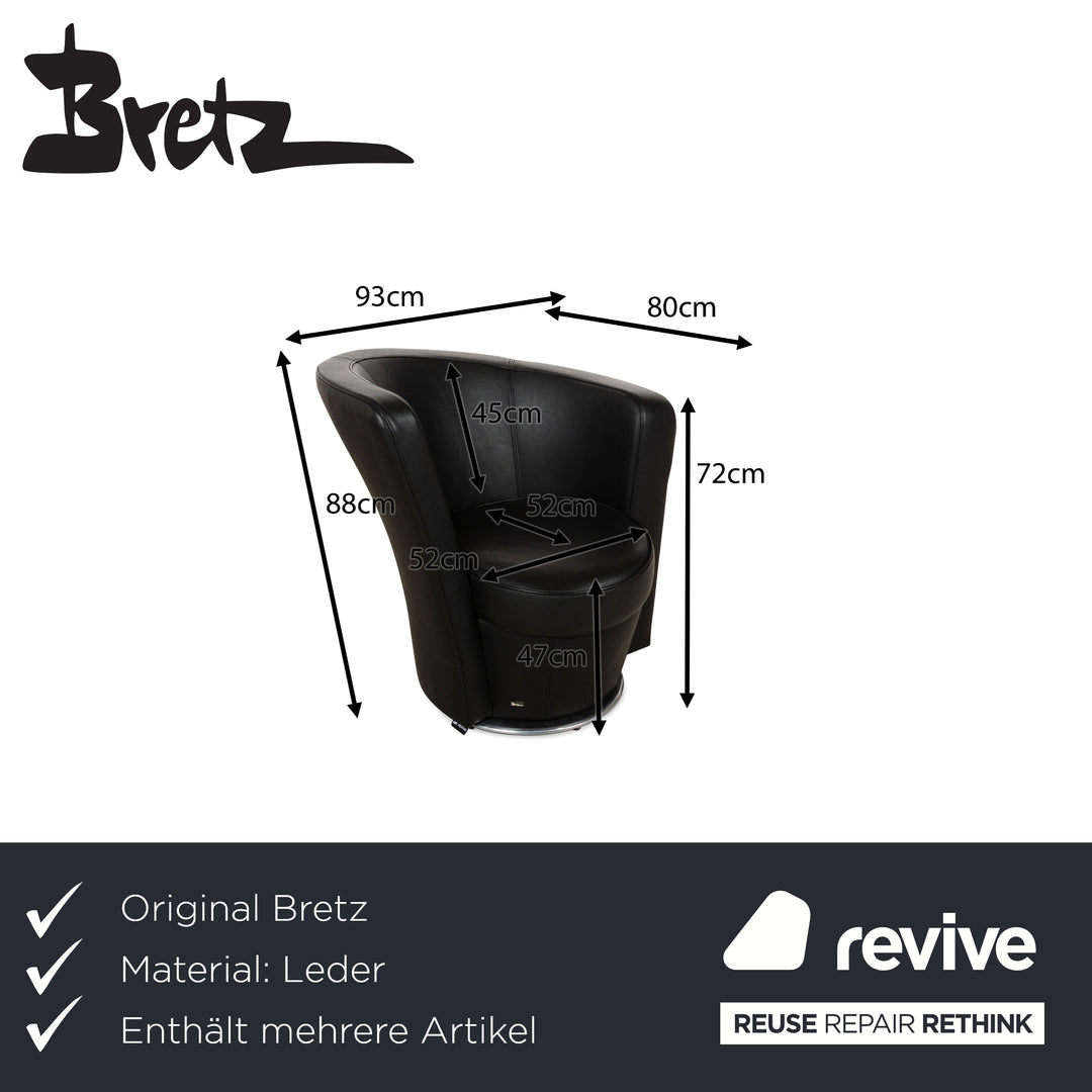 Bretz EVES ISLAND Leather Armchair Set Black